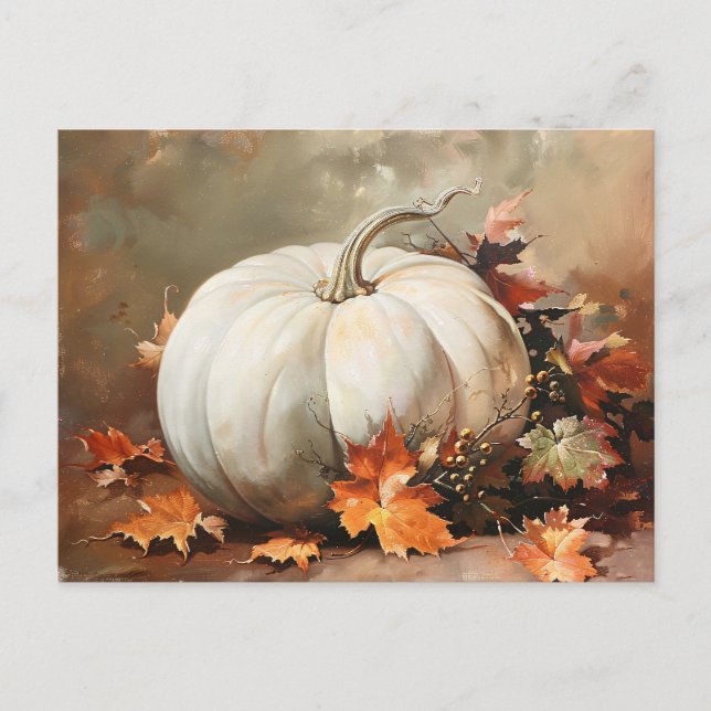 Rustikales weißes Pumpkin-Gemälde Postkarte (Vorderseite)