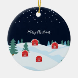 Rustikales weißes Weihnachten Keramik Ornament