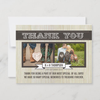 Rustikales Weißholz Hochzeit danke Ihnen Foto Card
