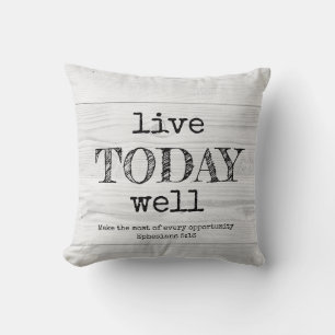 Rustikales Weißholz LEBT HEUTE GUT Christlich Kissen