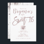 Rustikales Weißholz Rose Gold Pink Sweet 16 Party Einladung<br><div class="desc">Anpassen für jedes Ereignis</div>
