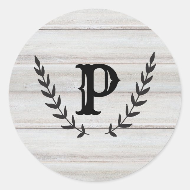Rustikales Weißholz Shabby Chic Laurel Gastgeschen Runder Aufkleber (Vorderseite)