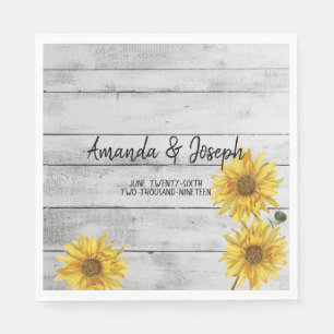 Rustikales Weißholz Sonnenblumen Hochzeiten Napkin Serviette