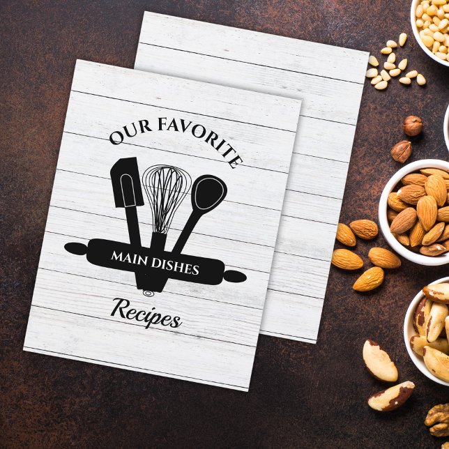 Rustikales Weißholz Tafelrezeptorenkochteil (Rustic White Wood Tabbed Recipe Cookbook Divider)