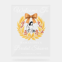 Rustikales Weizen & Berry Fall Brautparty Willkomm Acrylschild