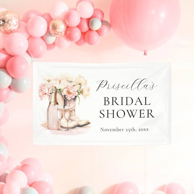 Rustikales WELCOME Stiefel Bubbly Cowgirl BRAUTPAR Banner (Rustic WELCOME Boots Bubbly Cowgirl BRIDAL SHOWER Banner)