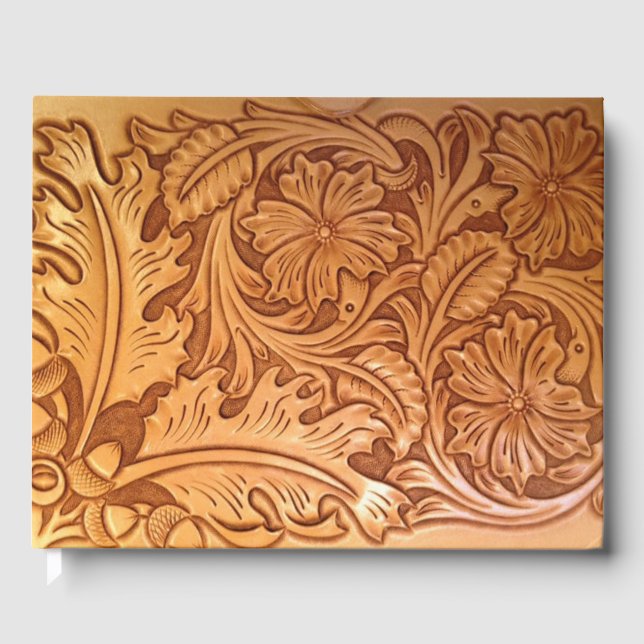 Rustikales Western aus braunem Cowboy Gästebuch (Vorderseite)