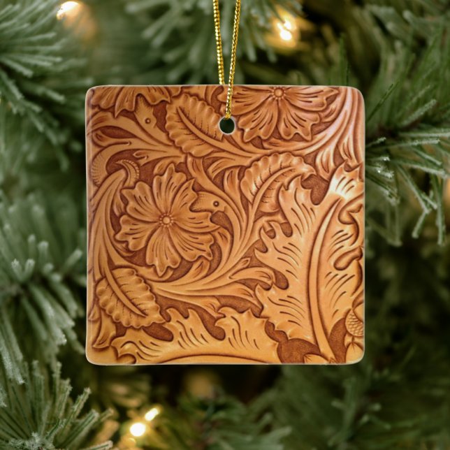 Rustikales Western aus braunem Cowboy Keramikornament (Baum)