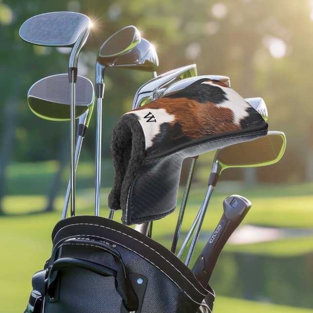 Rustikales Western Cowhide-Muster mit Monogramm Golf Headcover (Von Creator hochgeladen)