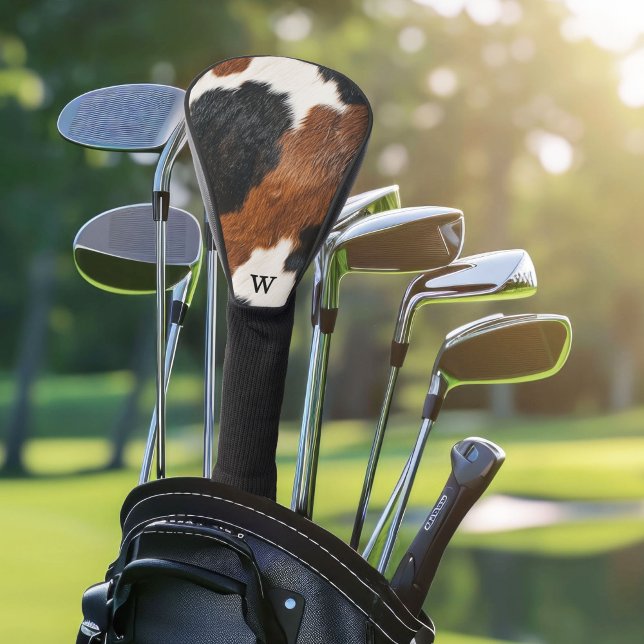 Rustikales Western Cowhide-Muster mit Monogramm Golf Headcover (Von Creator hochgeladen)