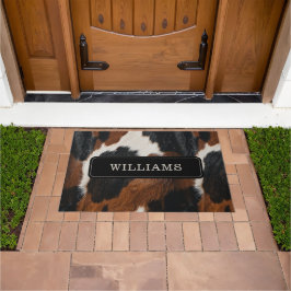 Rustikales Western Cowhide-Muster mit Namen Fußmatte