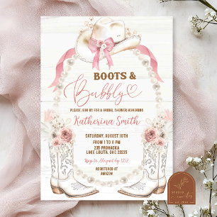 Rustikales Western Stiefel und Bubbly Brautparty Einladung
