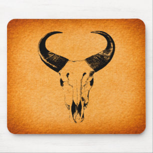 Rustikales Western-Stier-Schädel-Mauspad Mousepad