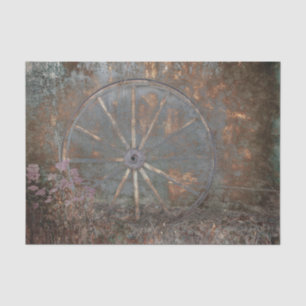 Rustikales Western Vintage Braun Grau Wagenrad Seidenpapier