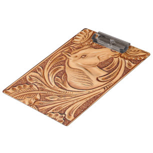 rustikales Westernlandleder-Reiterpferd Klemmbrett