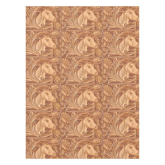 rustikales Westernlandleder-Reiterpferd Tischdecke (Vorderseite)