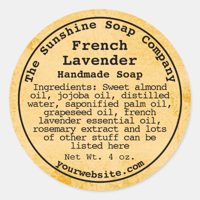 Rustikales, wetterfestes kosmetisches Etikett - 1 Runder Aufkleber (Vorderseite)