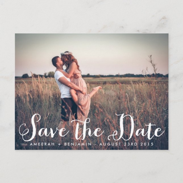 Rustikales Whimsy-Foto Save the Date Postkarte (Vorderseite)