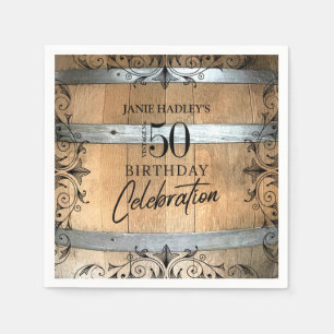 Rustikales Whiskey Barrel Birthday Paper Serviette
