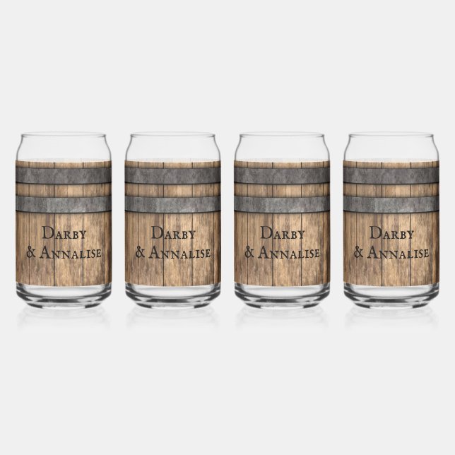 Rustikales Whiskey Keg Personalisiert Dosenglas (Links)
