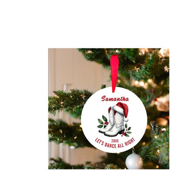 Rustikales White Country Cowboy Stiefel Ornament (Von Creator hochgeladen)