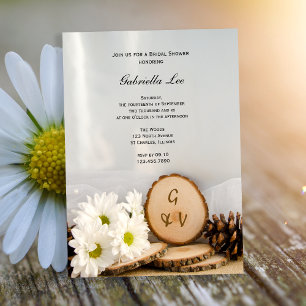 Rustikales White Daisies Natural Woods Brautparty Einladung