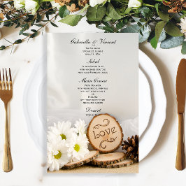Rustikales White Daisies Woodland Wedding Menu