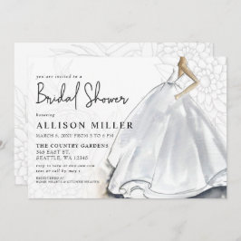 Rustikales White Wedding Dress Brautparty Einladung