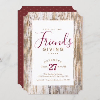 Rustikales Whitewusch Wood Friendsgiving Dinner Einladung