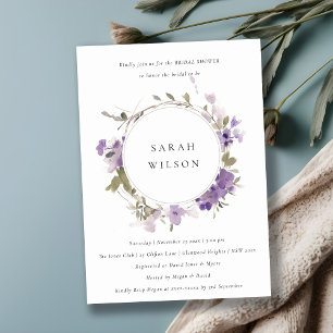 Rustikales Wiese Lilac Floral Wreath Brautparty Einladung