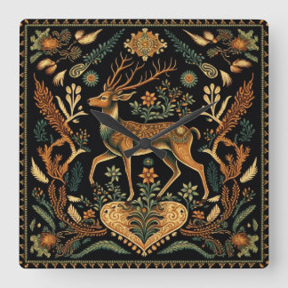 Rustikales Wildtier Quadratische Wanduhr