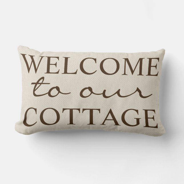 Rustikales Willkommen zu unserer Hütte - Lendenkissen (Vorderseite)