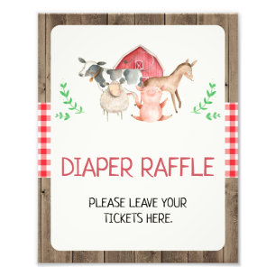 Rustikales Windeln Raffle Baby Duschzeichen Fotodruck