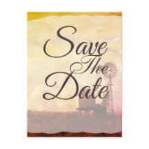 Rustikales Windmühle-Land Hochzeit Save the Date