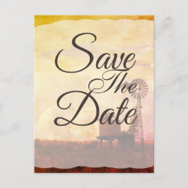 Rustikales Windmühle-Land Hochzeit Save the Date Ankündigungspostkarte