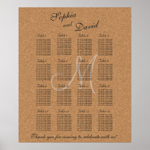 Rustikales Wine Cork Wedding Monogram Seating Char Poster