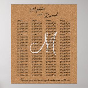 Rustikales Wine Cork Wedding Monogram Seating Char Poster