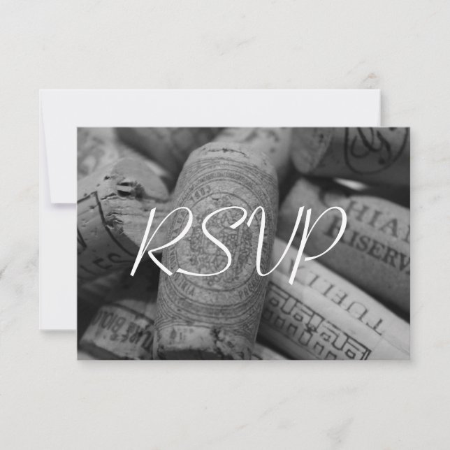 Rustikales Wine Cork Wedding RSVP Karte (Vorderseite)
