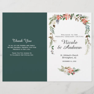 Rustikales Winter-Blumen-Hochzeitsprogramm gefalte