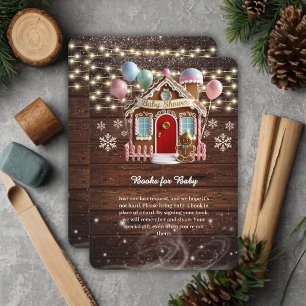 Rustikales Winter Gingerbrett Haus Babydusche Begleitkarte