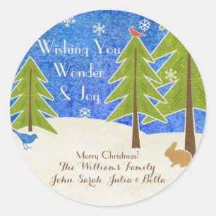 Rustikales Winter-Märchenland u. Freude-frohe Runder Aufkleber