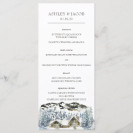 Rustikales Winter Mountain Wedding Menu Menükarte