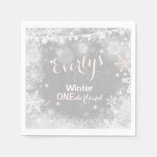 Rustikales Winter ONEderland Party Napkin Serviette (Vorderseite)