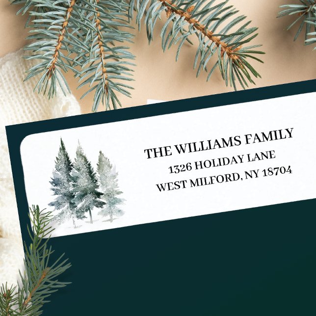 Rustikales Winter Pine Tree Winter Address Label (Von Creator hochgeladen)