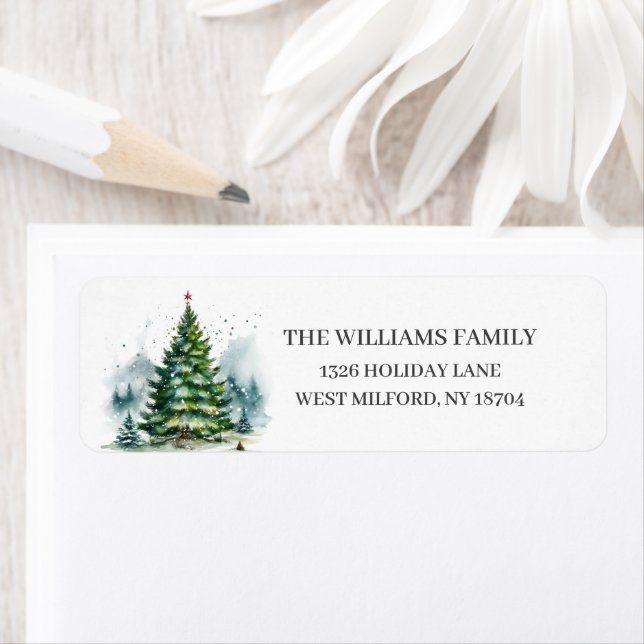 Rustikales Winter Pine Tree Winter Address Label (Insitu)