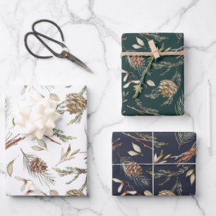 Rustikales Winter Pinecone Wrapping Paper Set Geschenkpapier Set