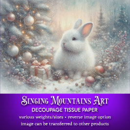 Rustikales Winter Rabbit Weihnachtswald Decoupage Seidenpapier