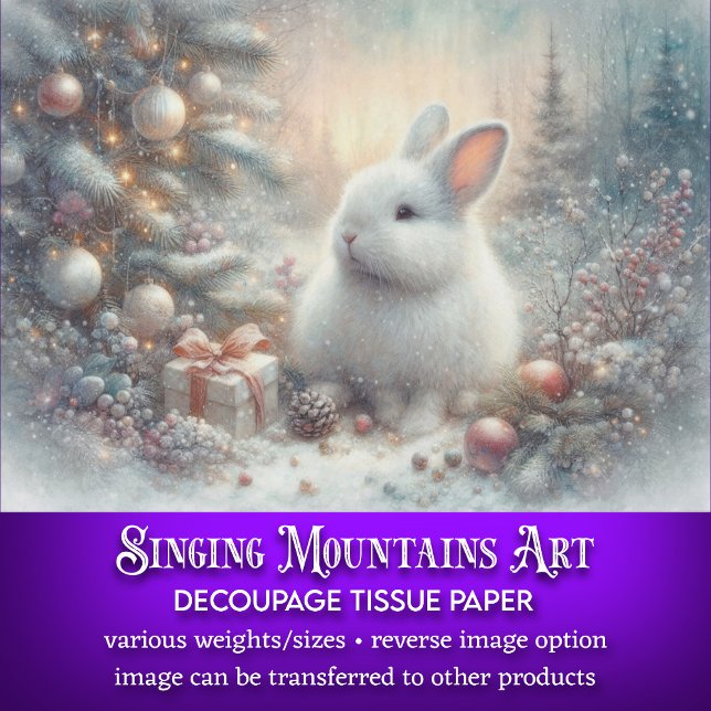 Rustikales Winter Rabbit Weihnachtswald Decoupage Seidenpapier (Von Creator hochgeladen)