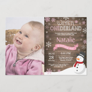 Rustikales Wintereinland 1. Geburtstag Einladung