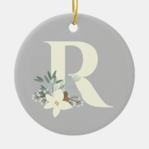Rustikales WinterFoliage Keramik Ornament